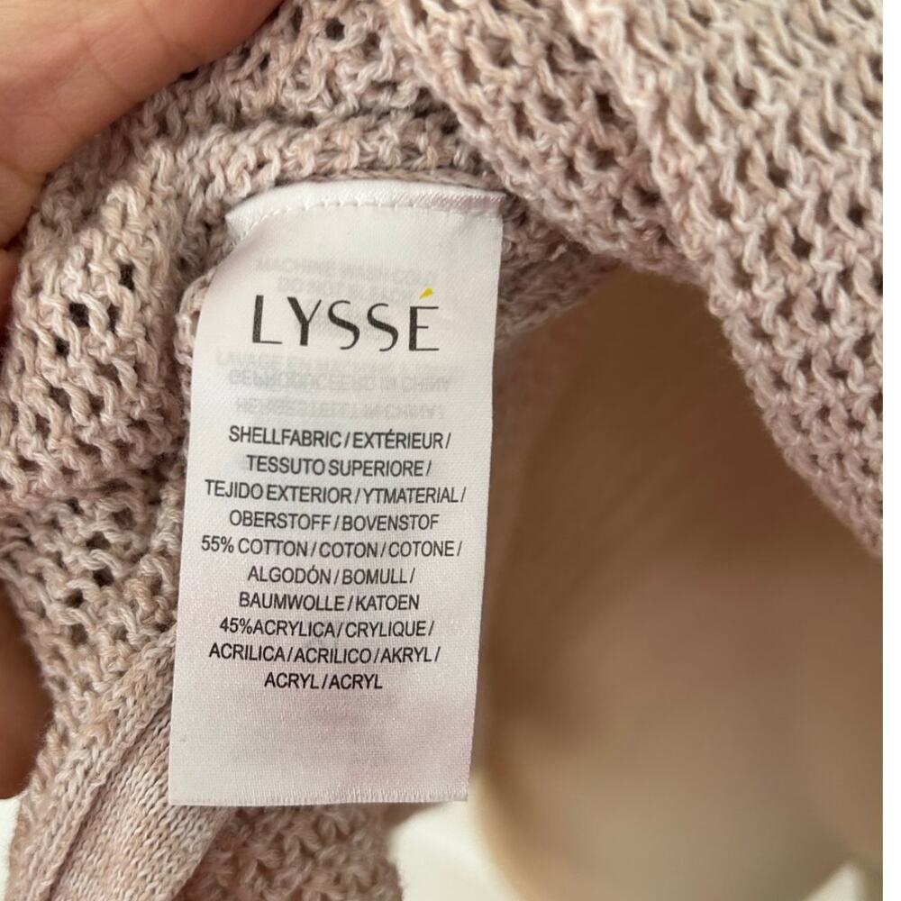 Lysse Fish Net Long Sweater with Side Ties Beige Beachy Oversized Small XC - Picture 10 of 11